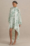 Delphia Green Floral Print High Neck Maxi Dress
