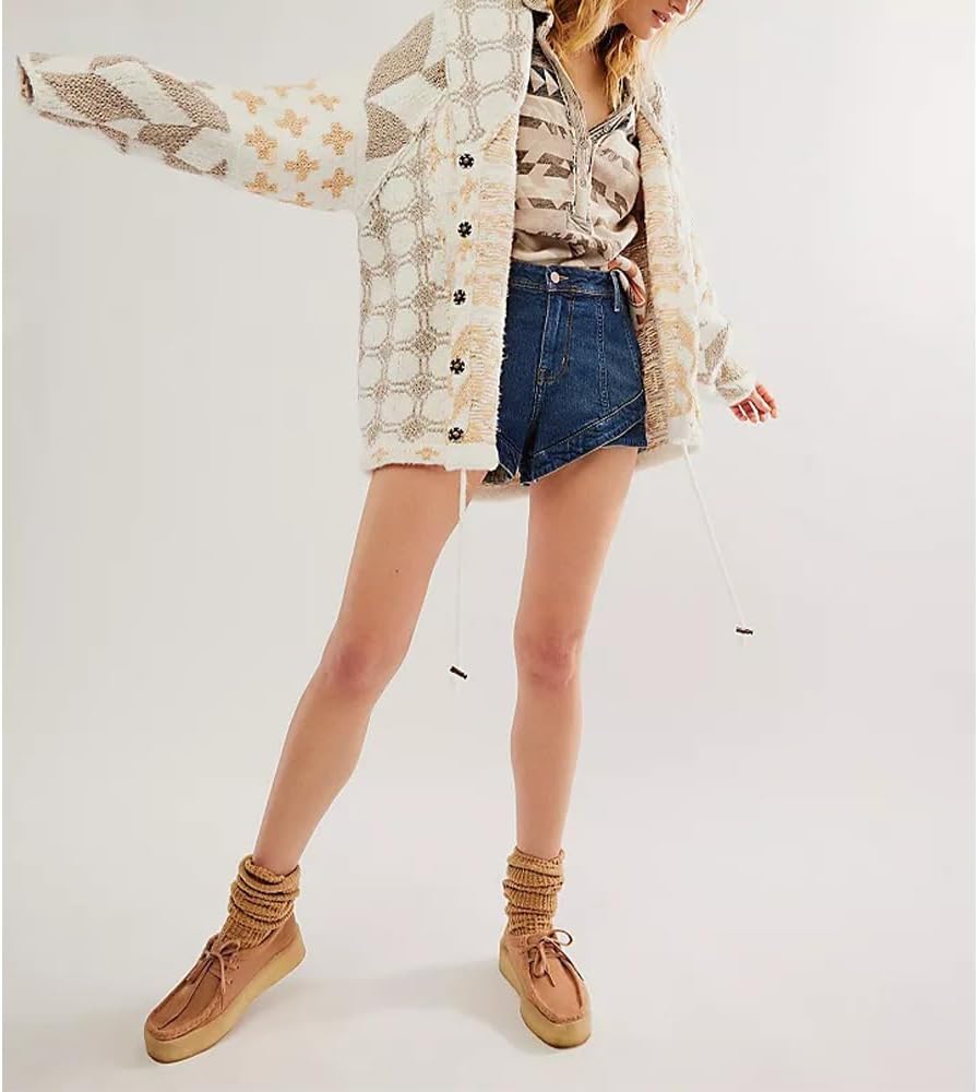 Women Cardigan Sweater Shawl Collar Button Down Oversized Sweaters Boho Fall Coat