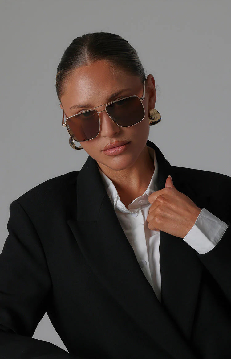 Otra Eyewear Sorrento Brown Gold Aviator Sunglasses