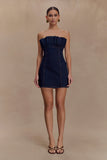 Raesha Frill Denim Mini Dress Indigo Blue