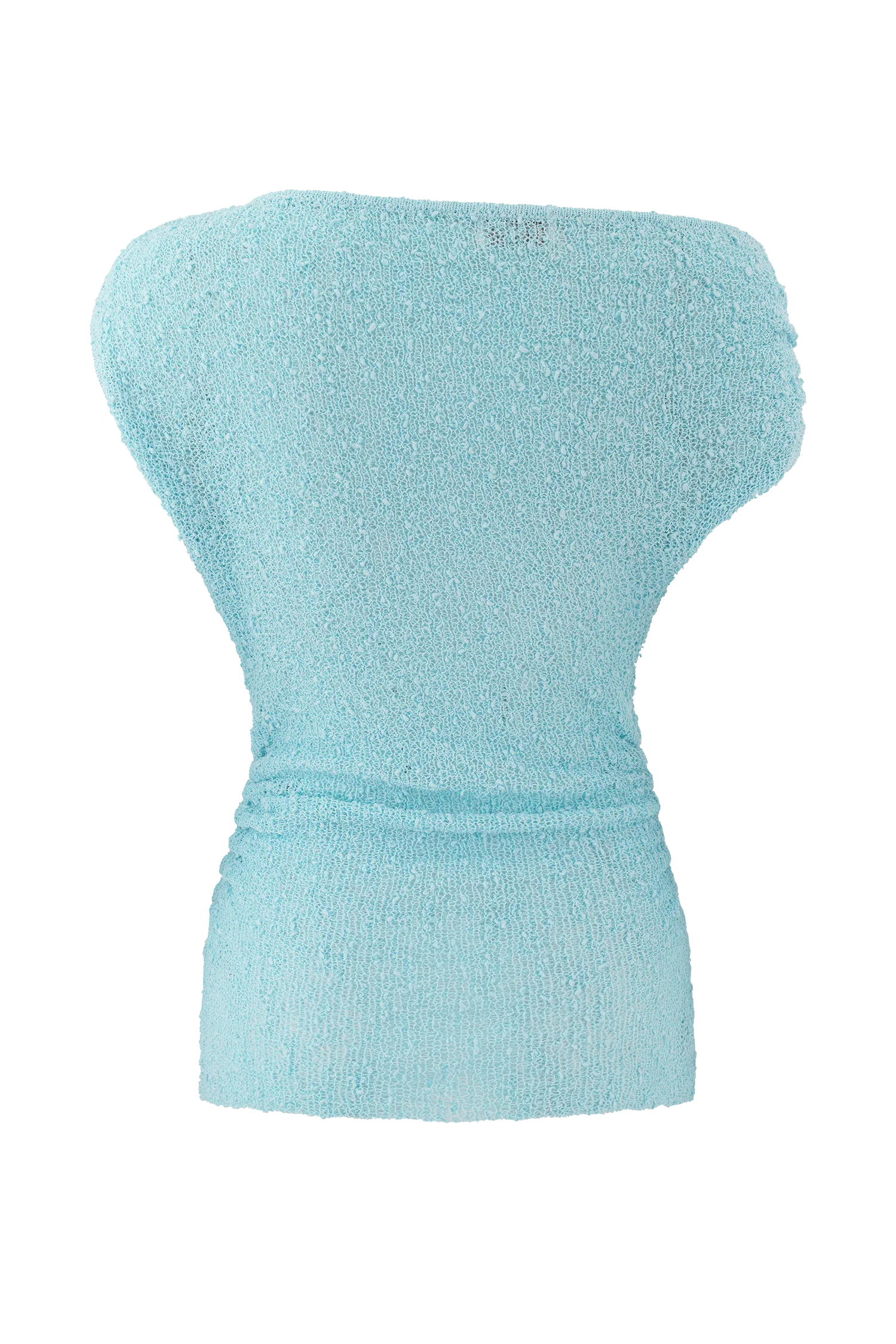 Chloe Off Shoulder Boucle Knit Top Light Blue