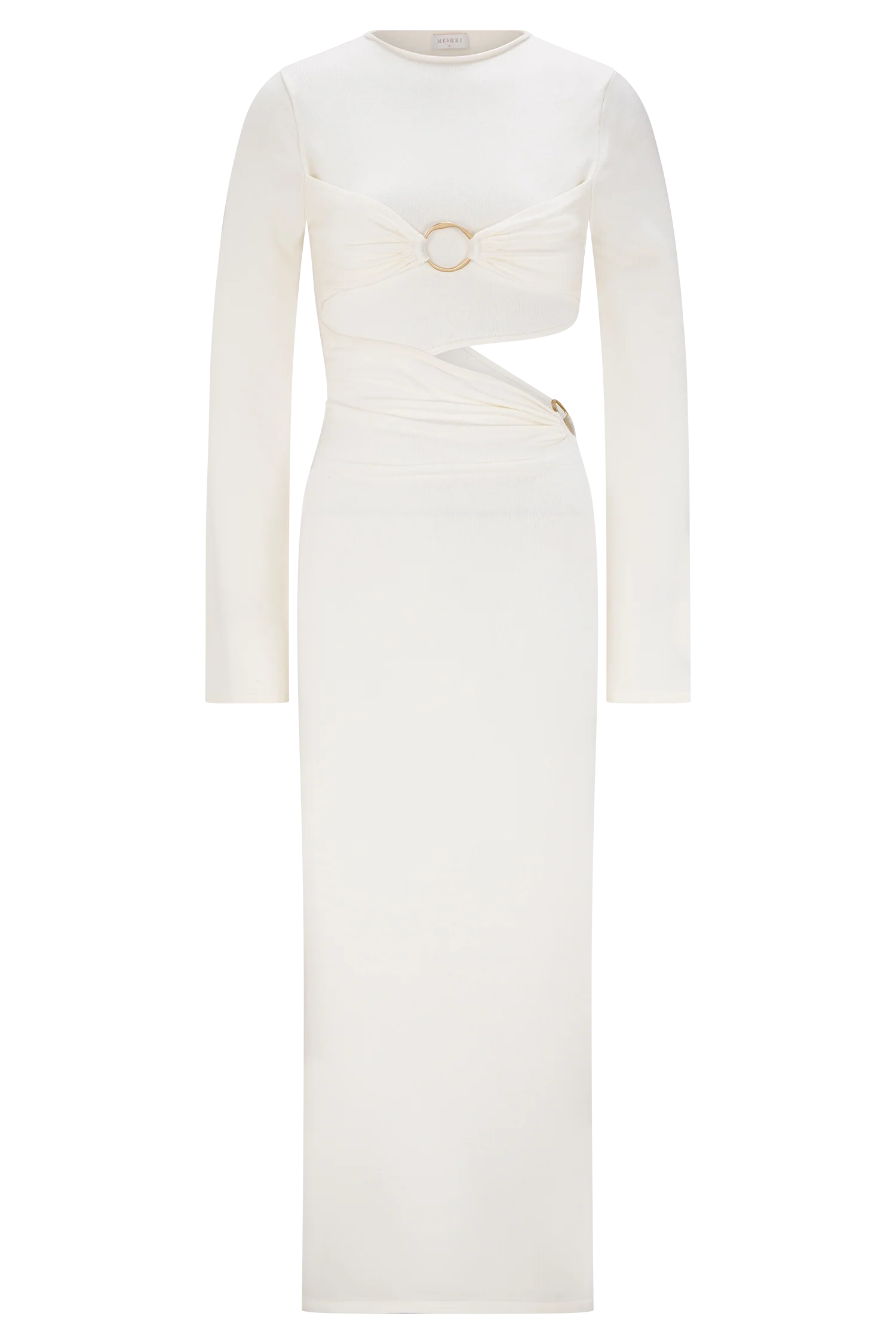 Azariah Long Sleeve Knit Midi Dress Ivory