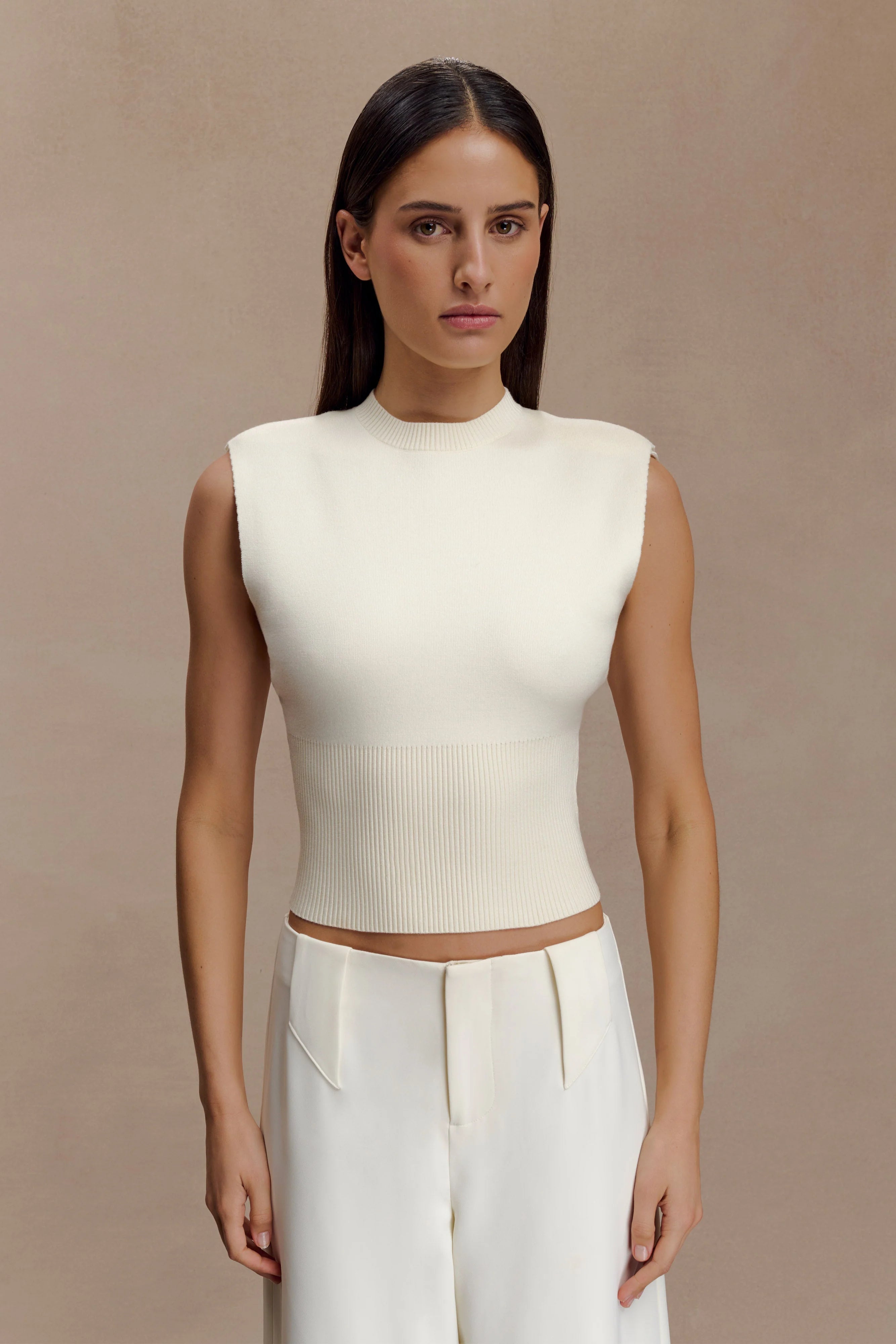 Sharpay Sleeveless Knit Top Ivory