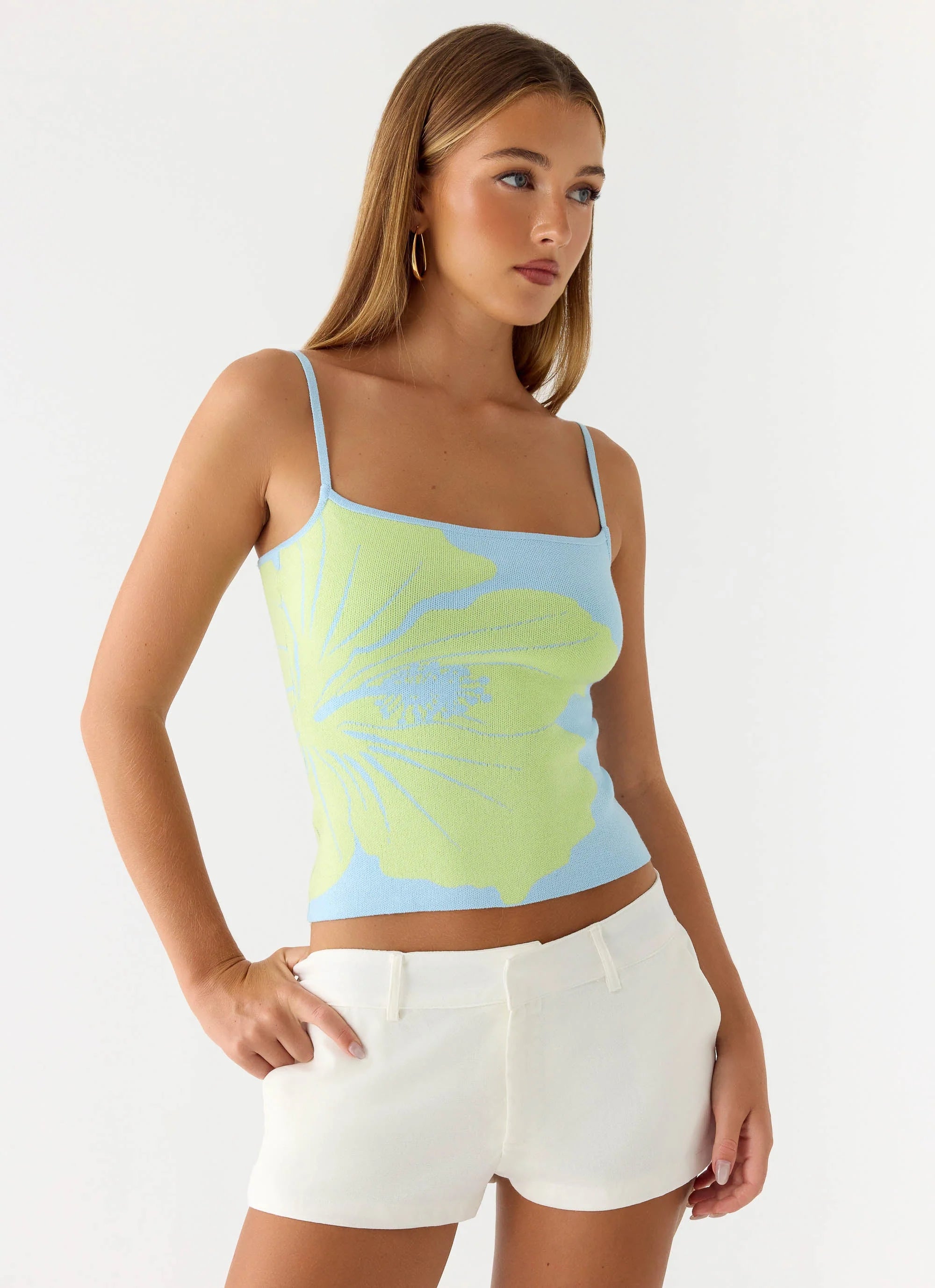 Sunray Skies Knit Top Pale Blue