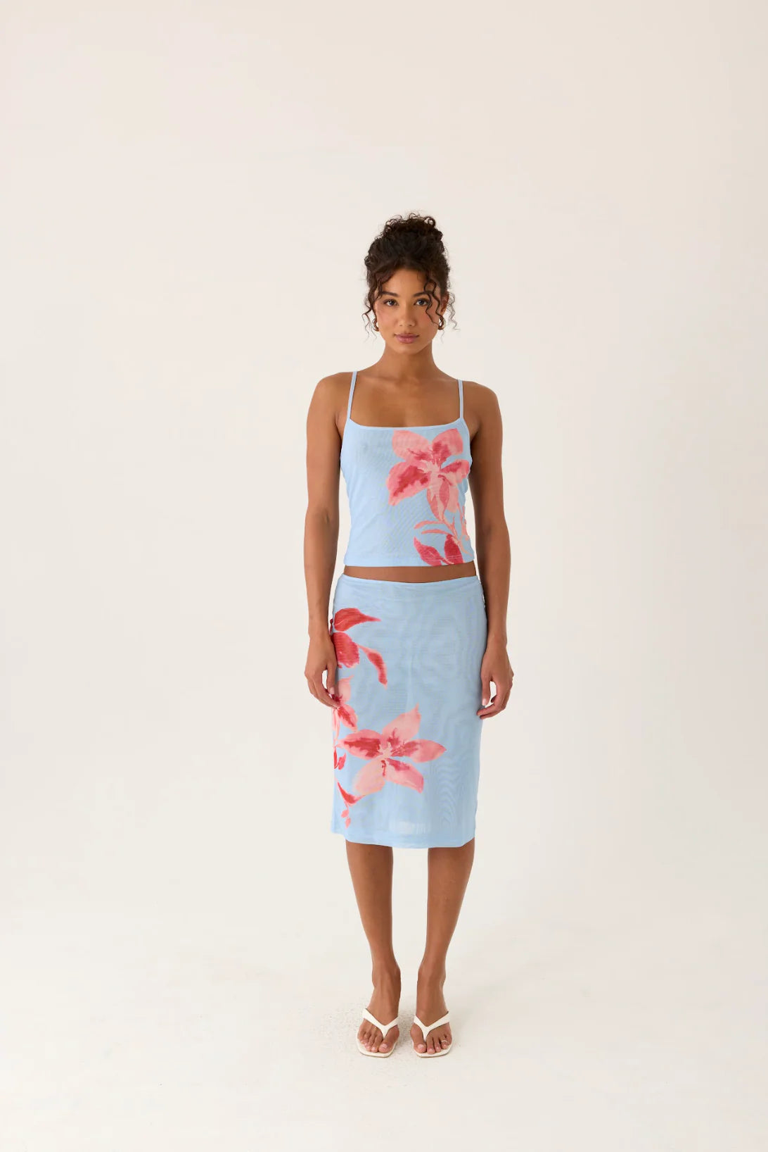 Tamia Midi Skirt - Blue Petal