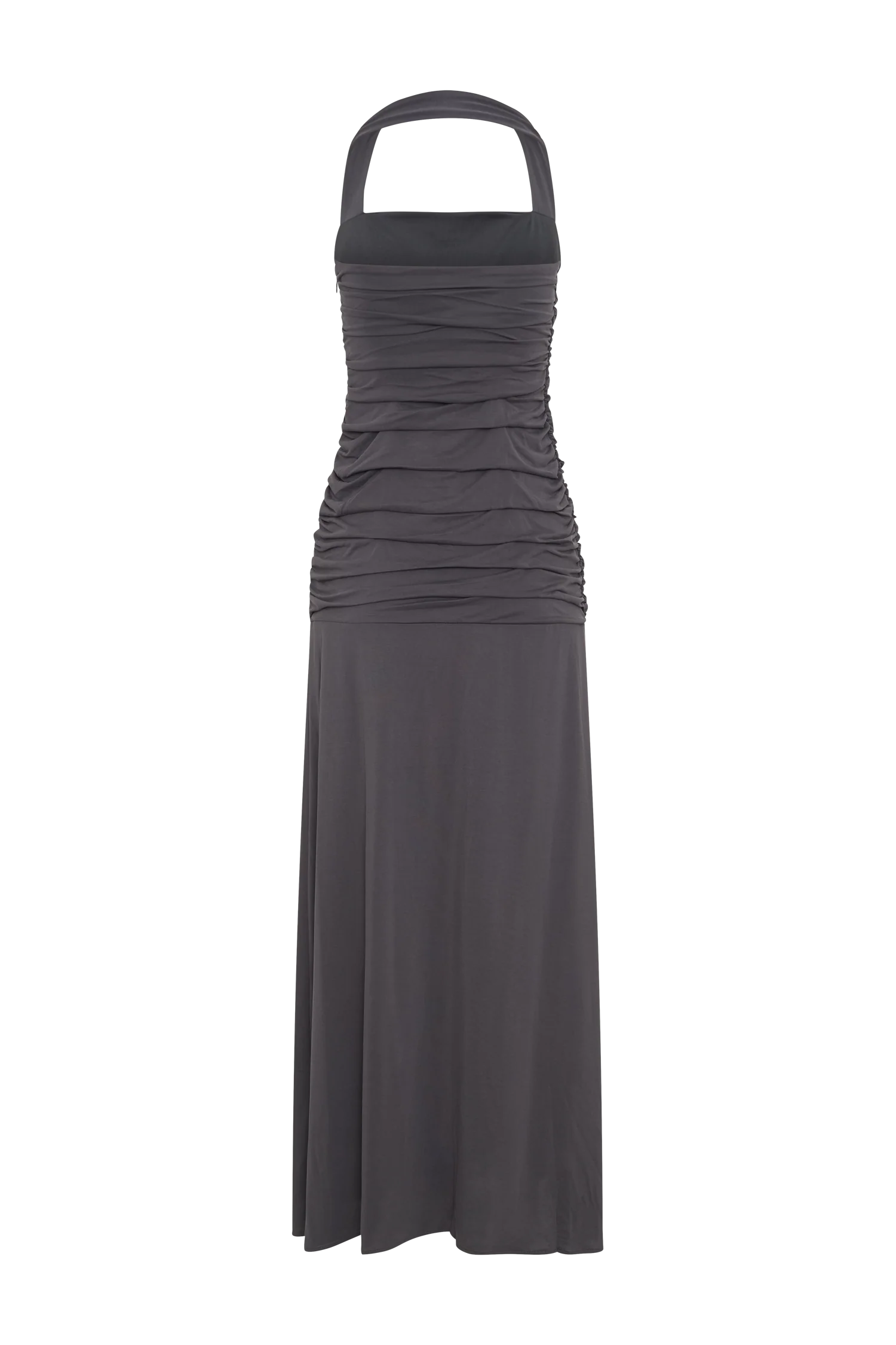 Bentley Peached Jersey Halter Maxi Dress Charcoal