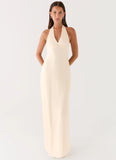 Heavy Hearted Satin Maxi Dress Pearl