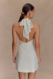 Anya Linen Halter Mini Dress Oat Marle