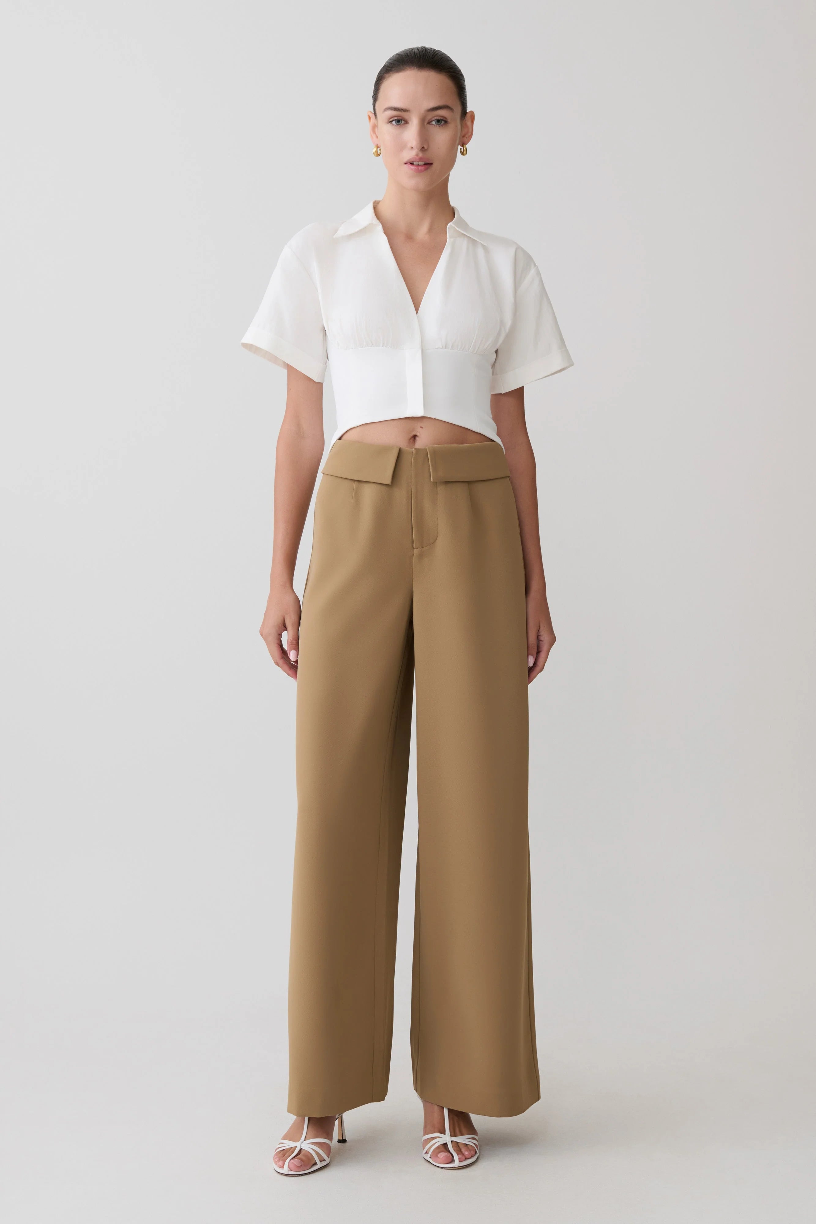 Tanya Wide Leg Suiting Pants Camel