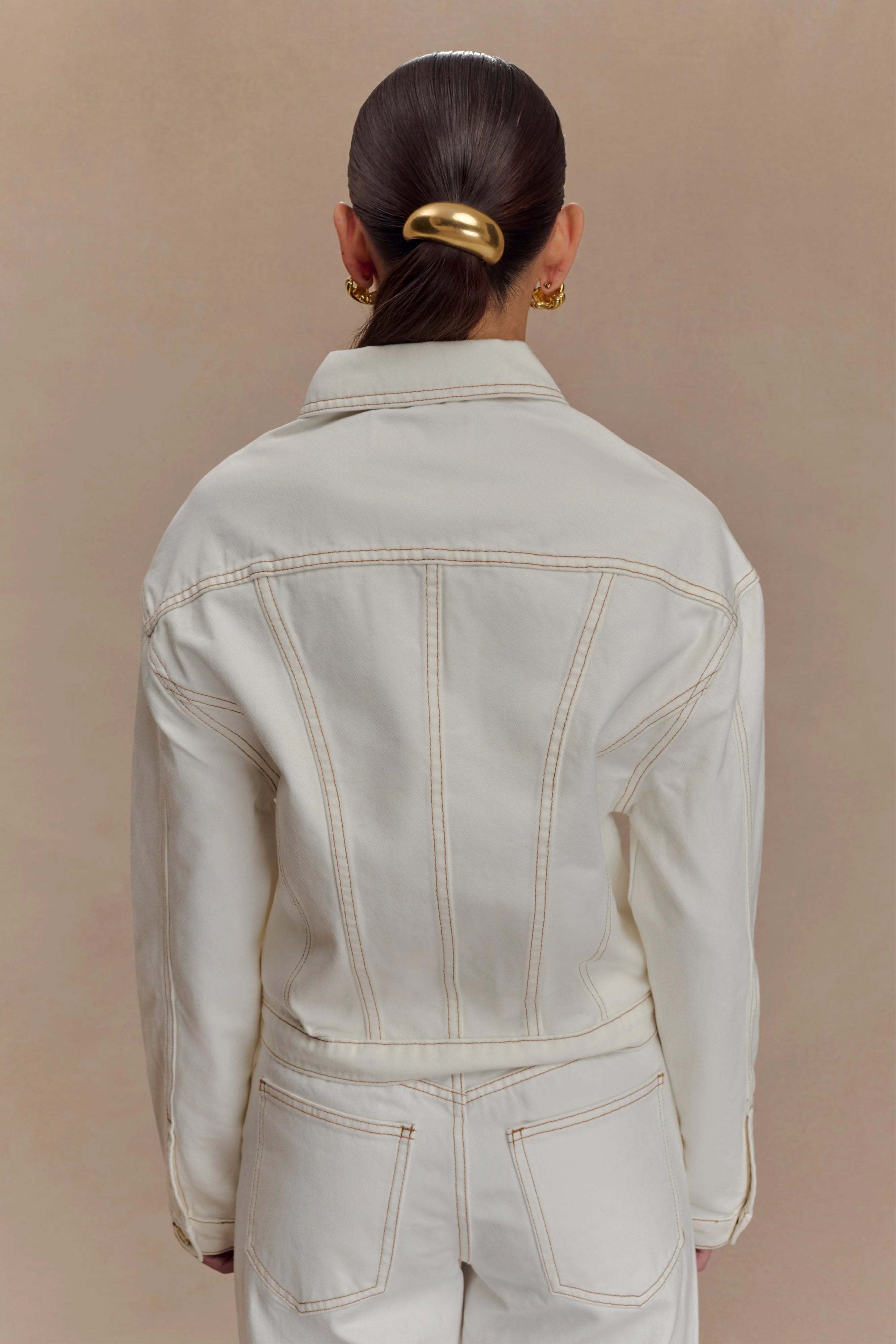 Kirra Cinched Denim Jacket White