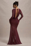 Tigerlily Port Mesh Long Sleeve Open Back Maxi Dress