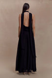 Santal Floral Chiffon Halter Maxi Dress Black