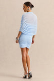 Merisse Powder Blue Bandeau Mini Dress With Ruched Detailing