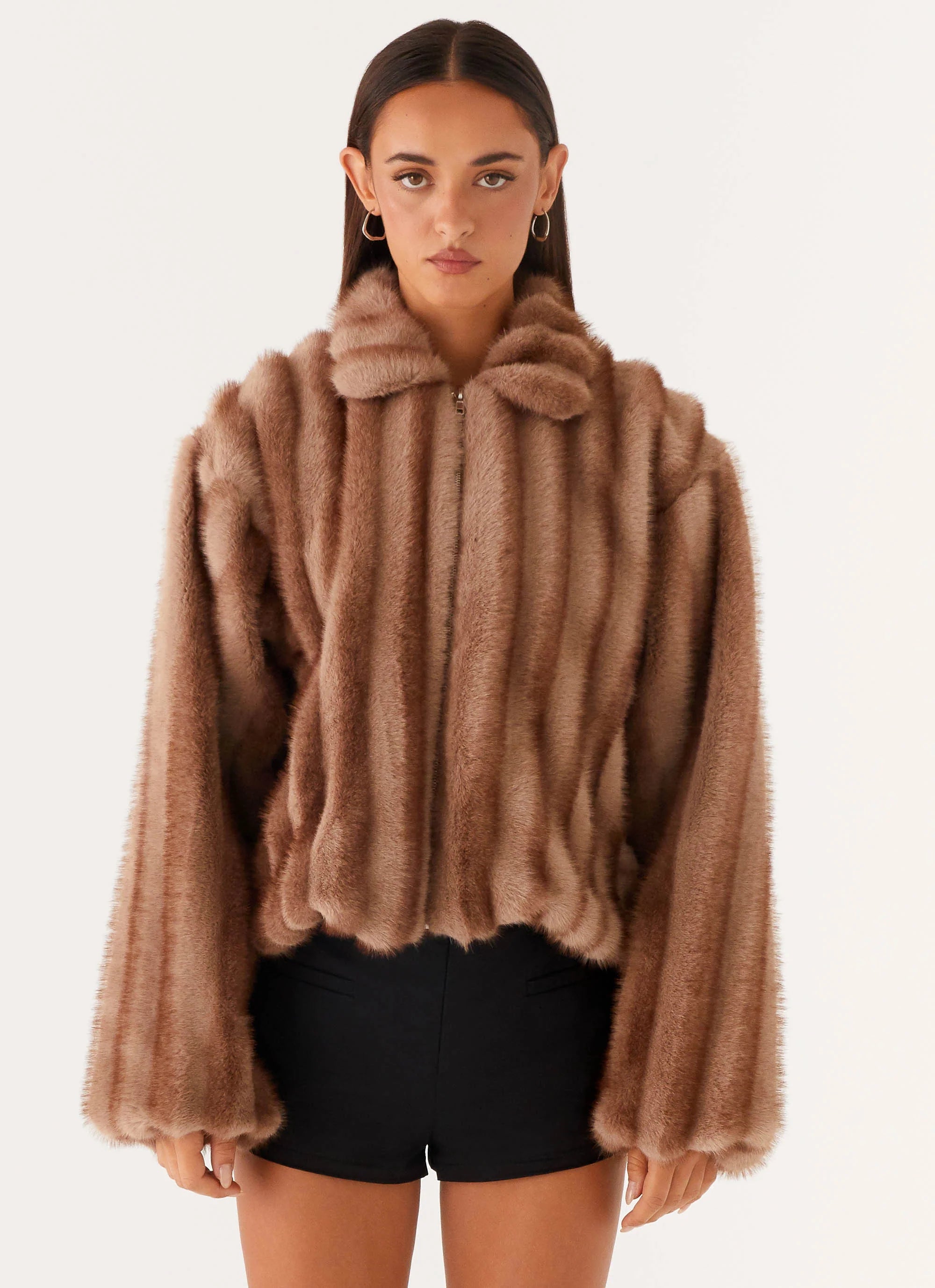 Naylor Faux Fur Jacket Brown