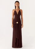 Miyah Halter Hardware Maxi Dress Chocolate