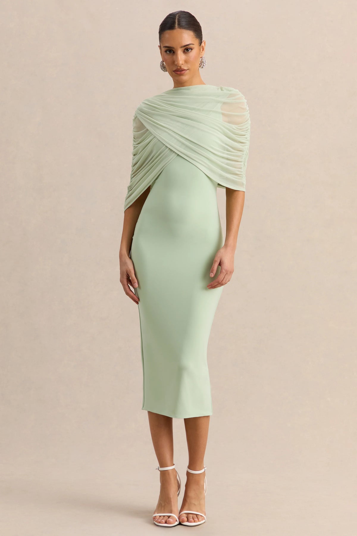 Mirana Mint High Neck Midi Dress