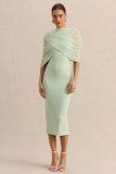 Mirana Mint High Neck Midi Dress