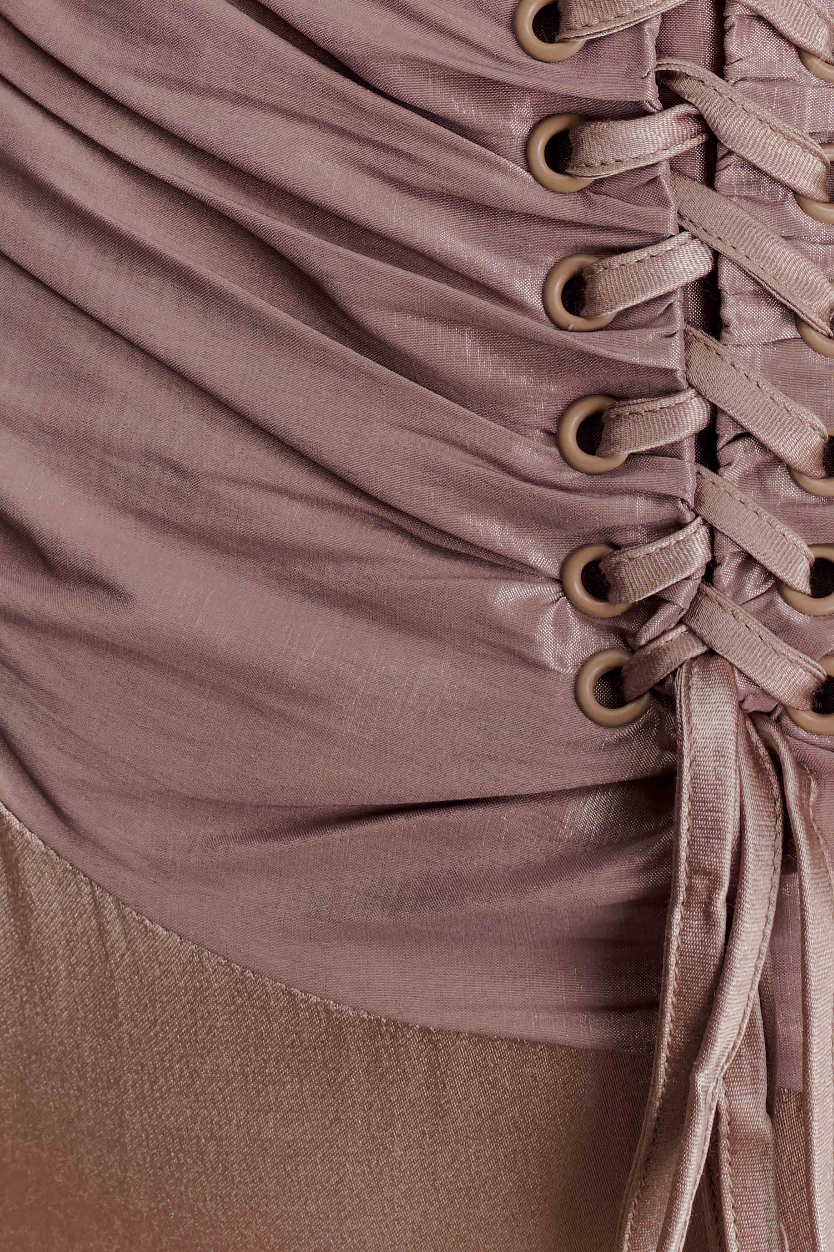 Serena Strapless Taffeta Maxi Dress Bronze Taupe