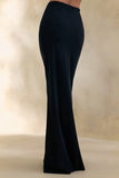 Elaria Black Satin Maxi Skirt