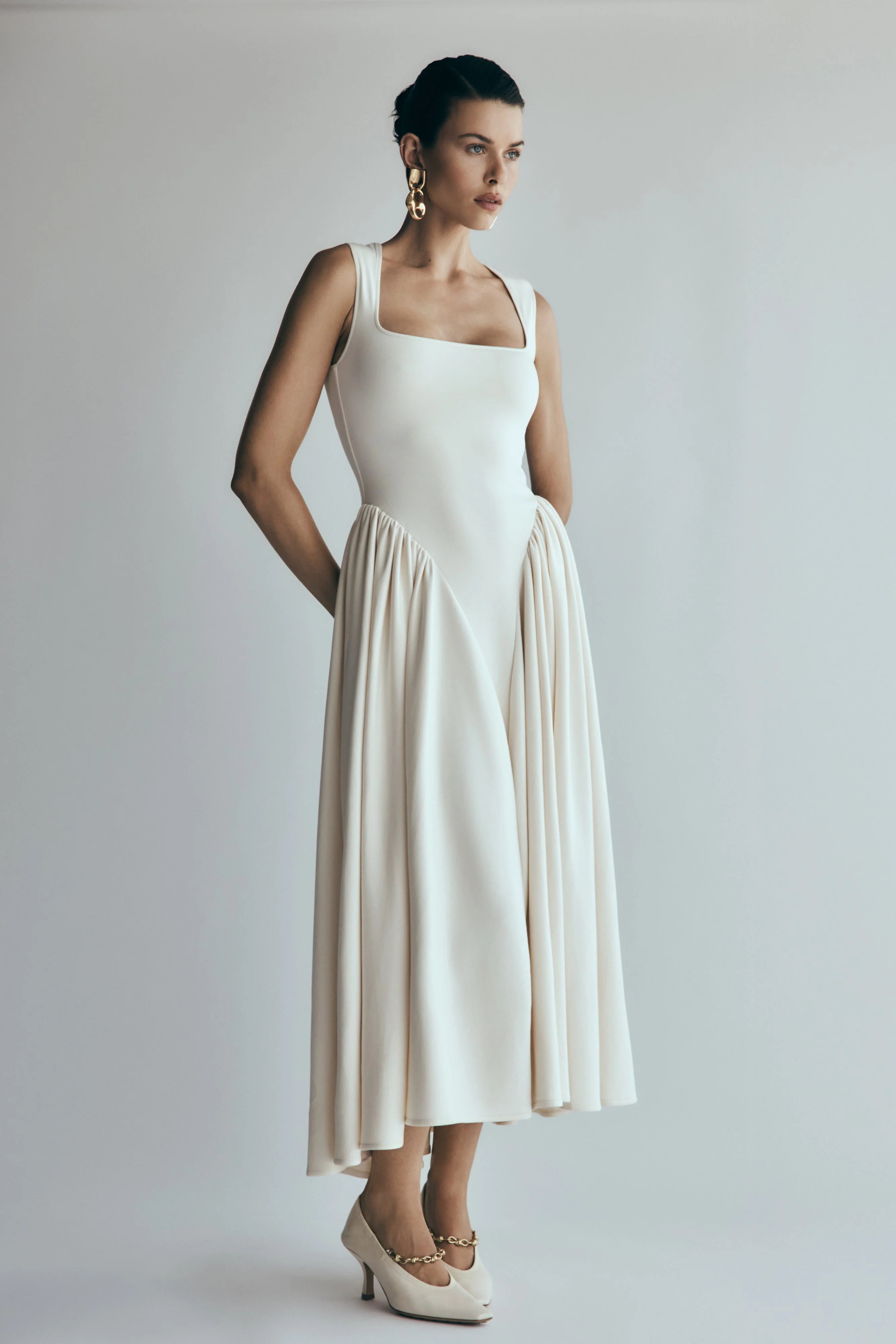 Sharon Scuba Jersey Midi Dress Ivory