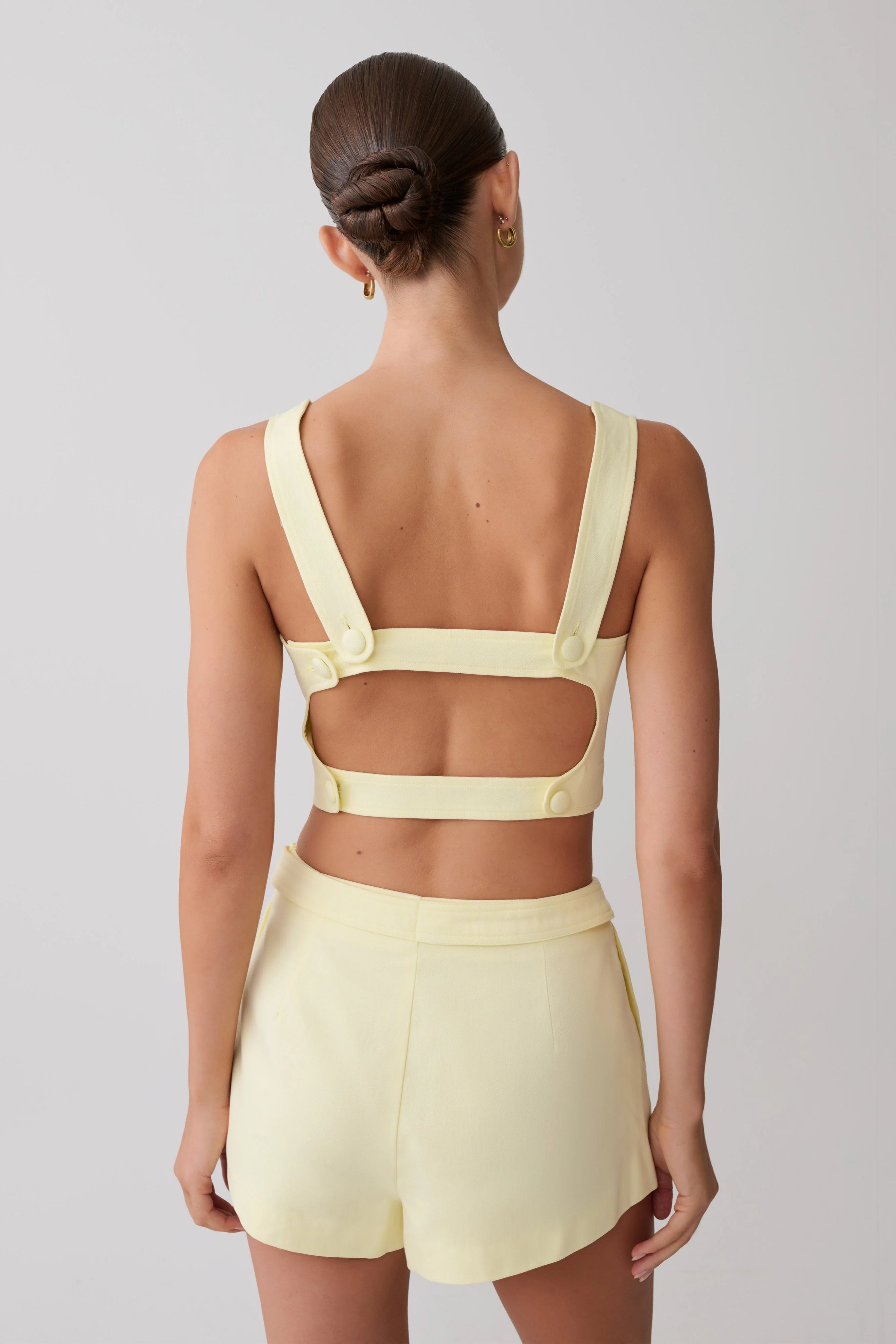 Josephine Crop Top With Open Back Lemon