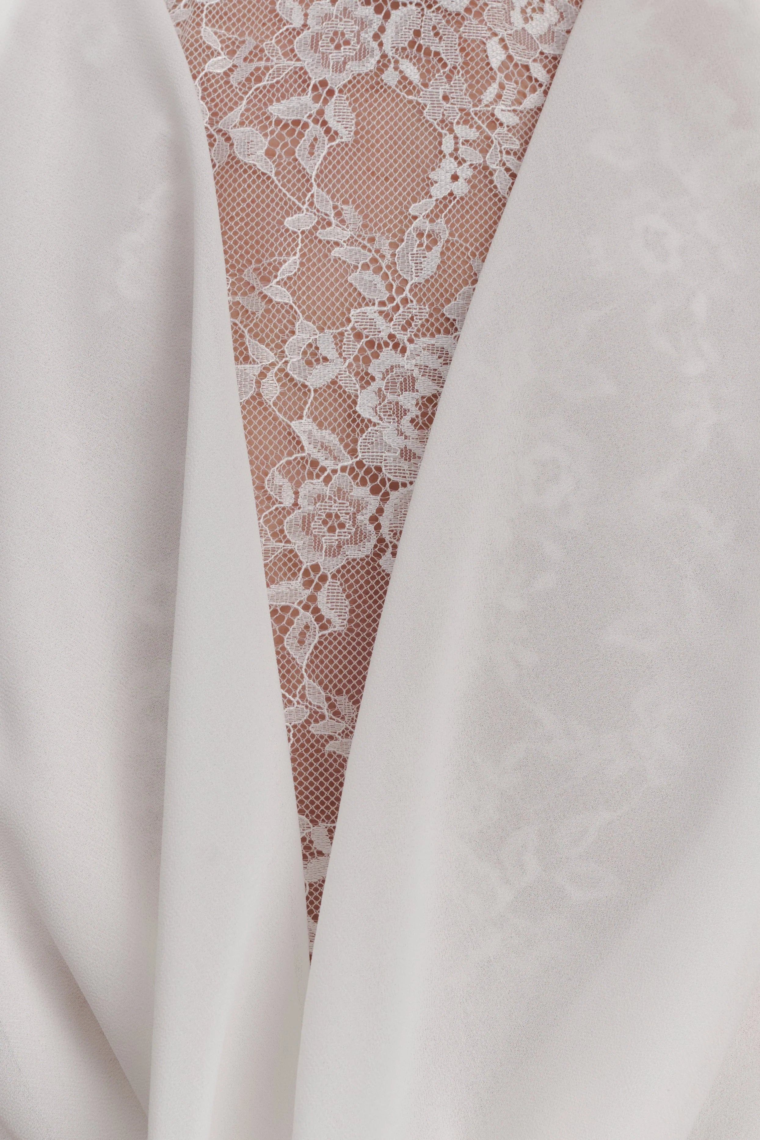 Arra Chiffon And Lace Halter Mini Dress White