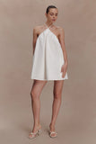 Sonja Keyhole Halter Cotton Mini Dress White