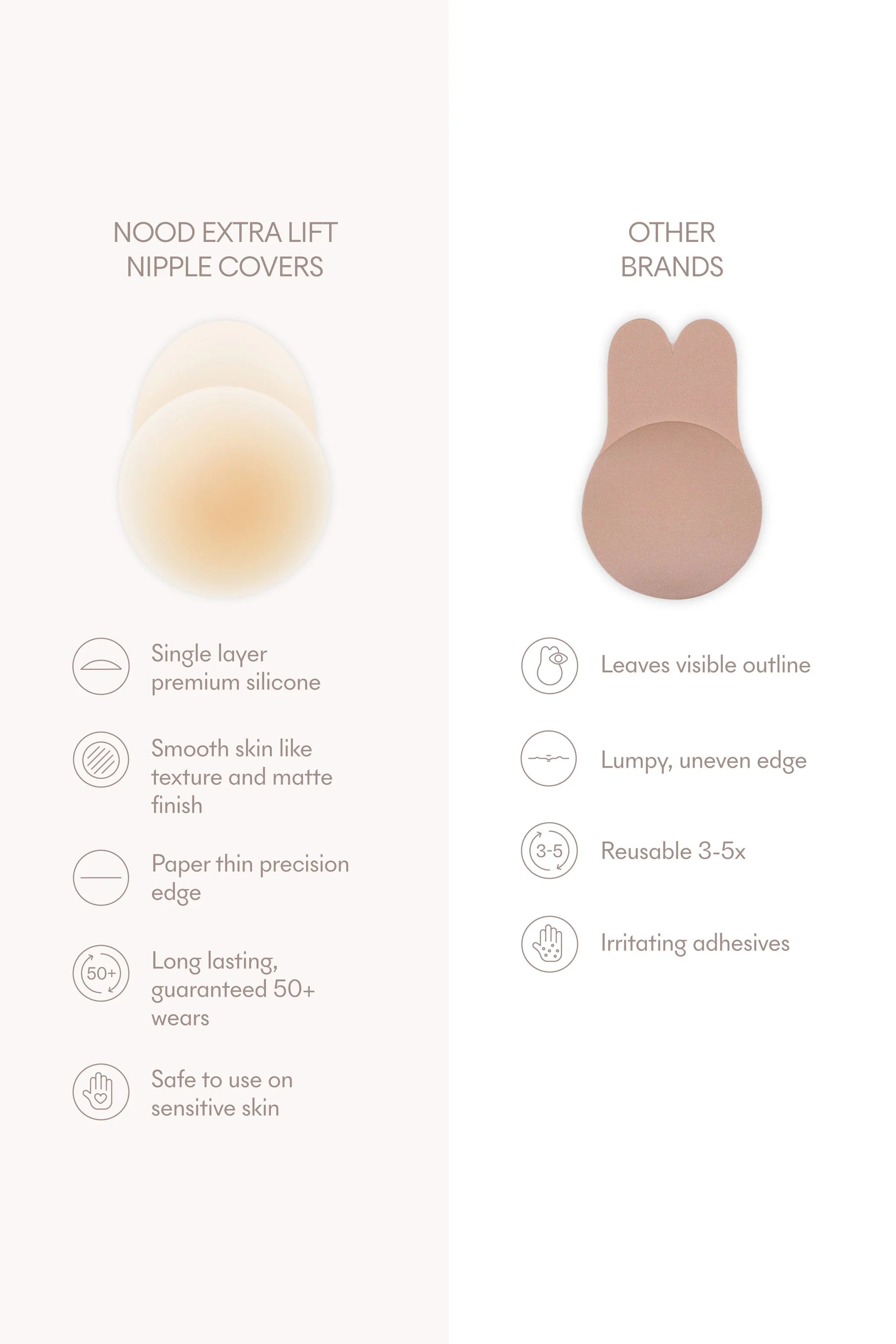 No Show Extra Lift NOOD Lifting Nipple Covers 4 Inch No5