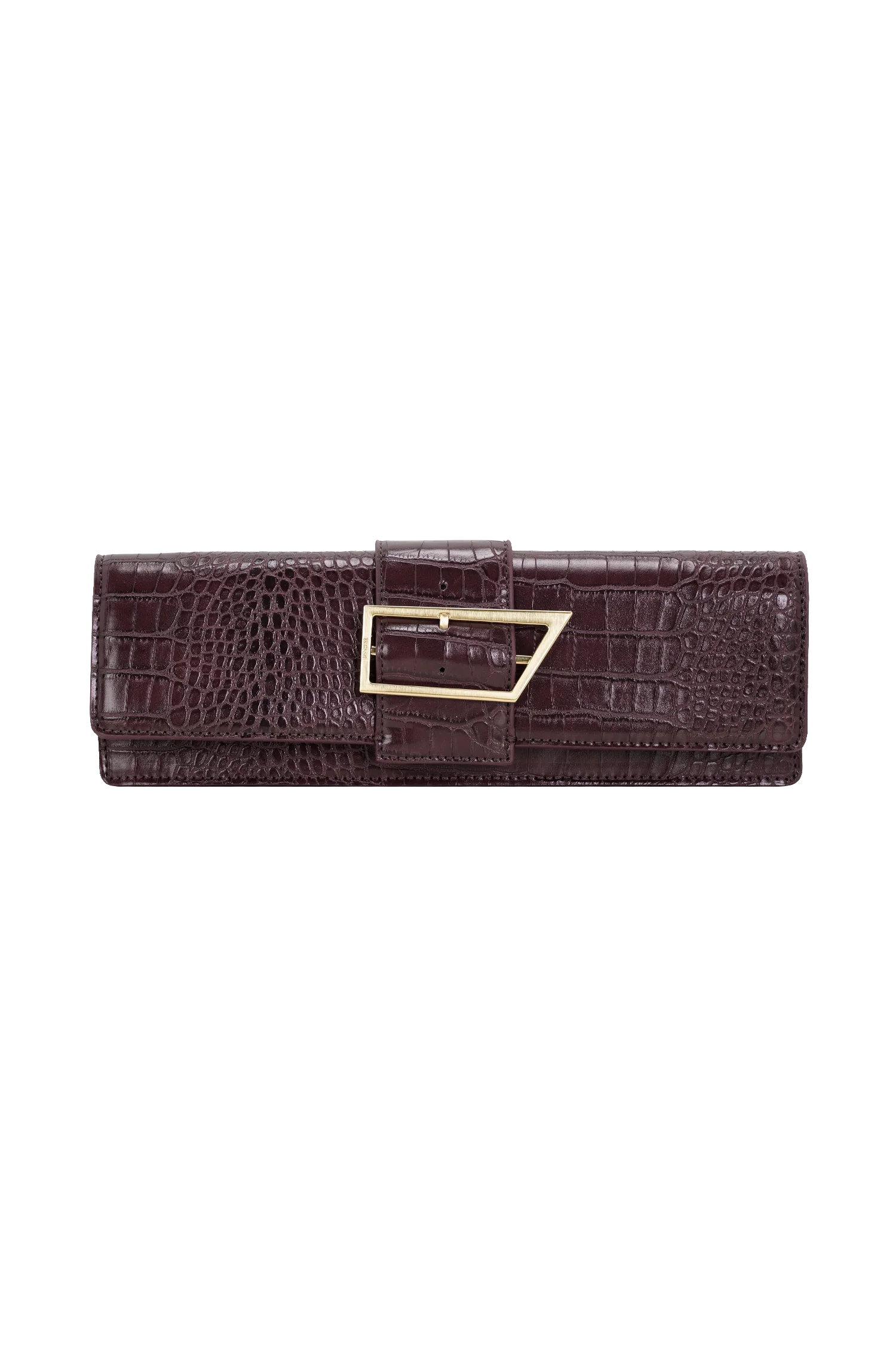 Jessica Faux Leather Crocodile Clutch Burgundy