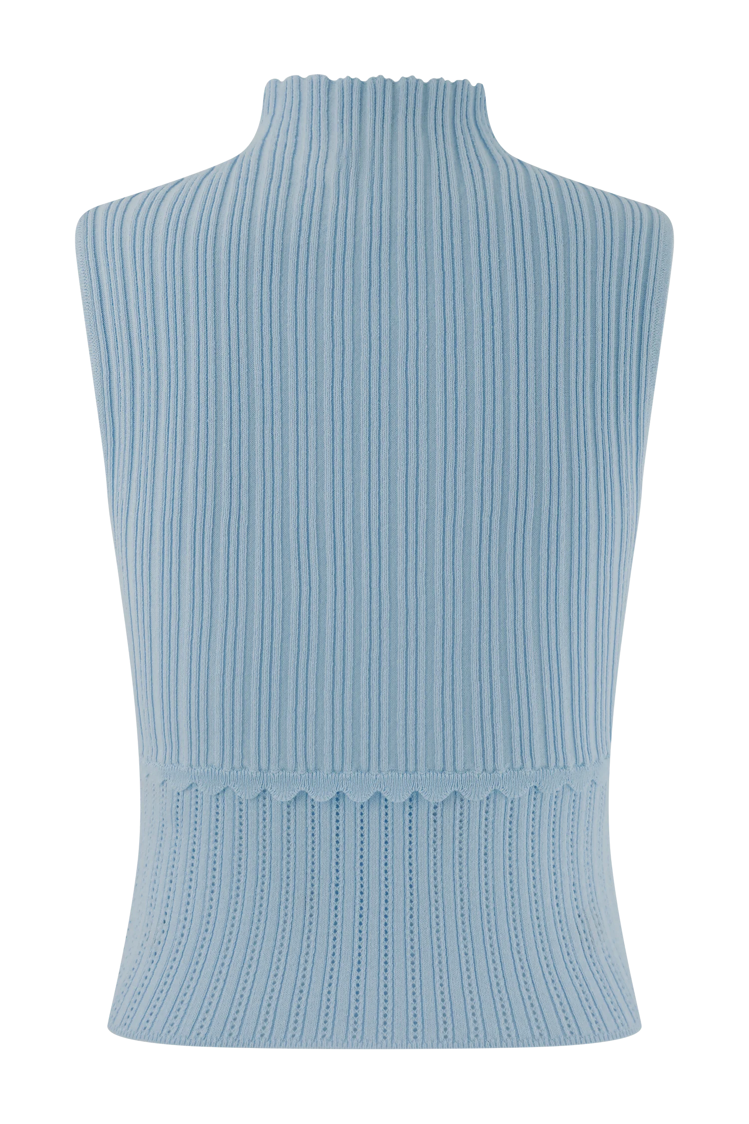 Indy Pointelle Knit Top Cornflower Blue