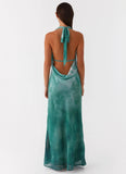 Nerissa Cowl Neck Maxi Dress Green Tie Dye