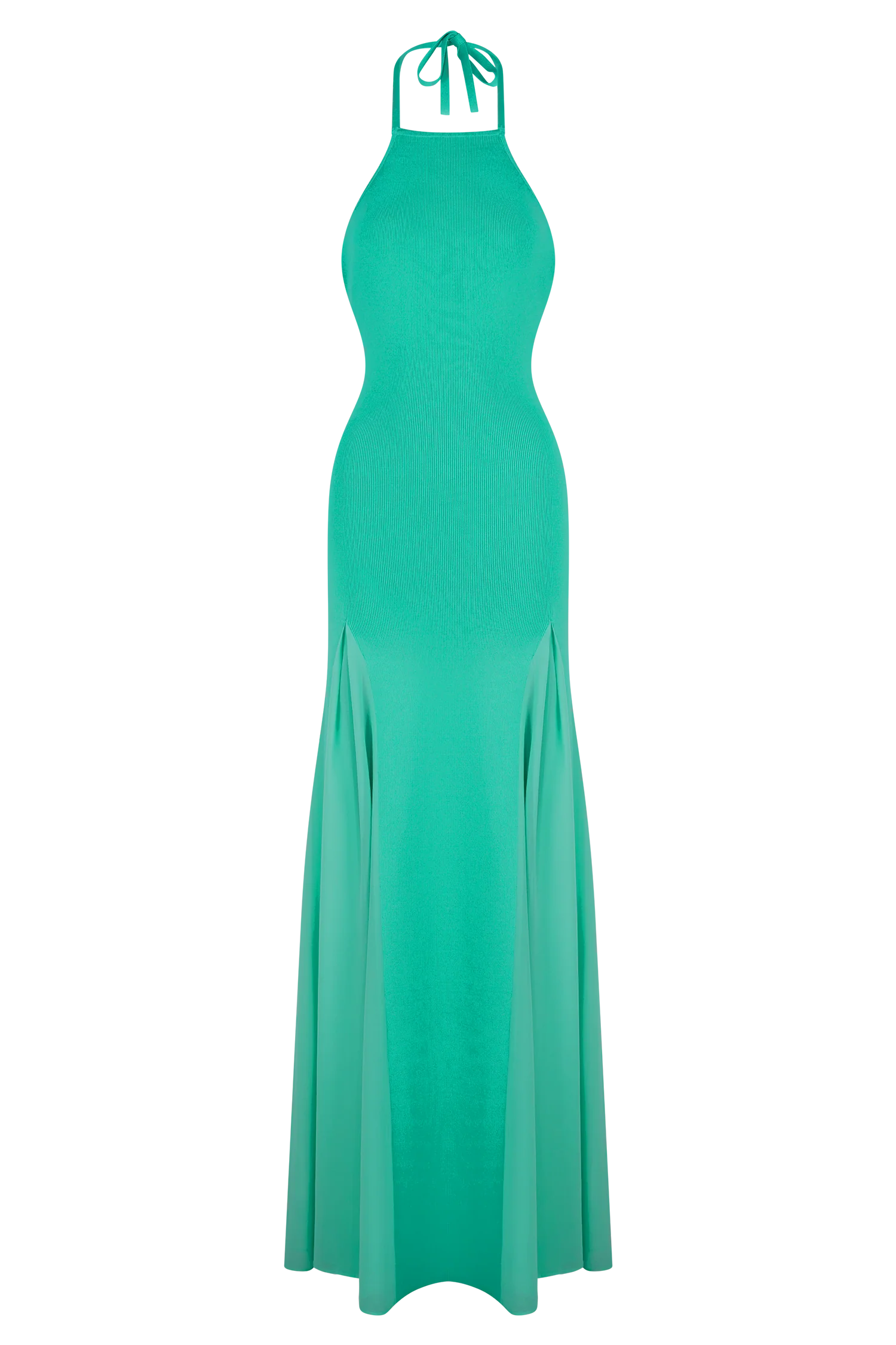 Soleil Knit And Mesh Halter Maxi Dress Lagoon