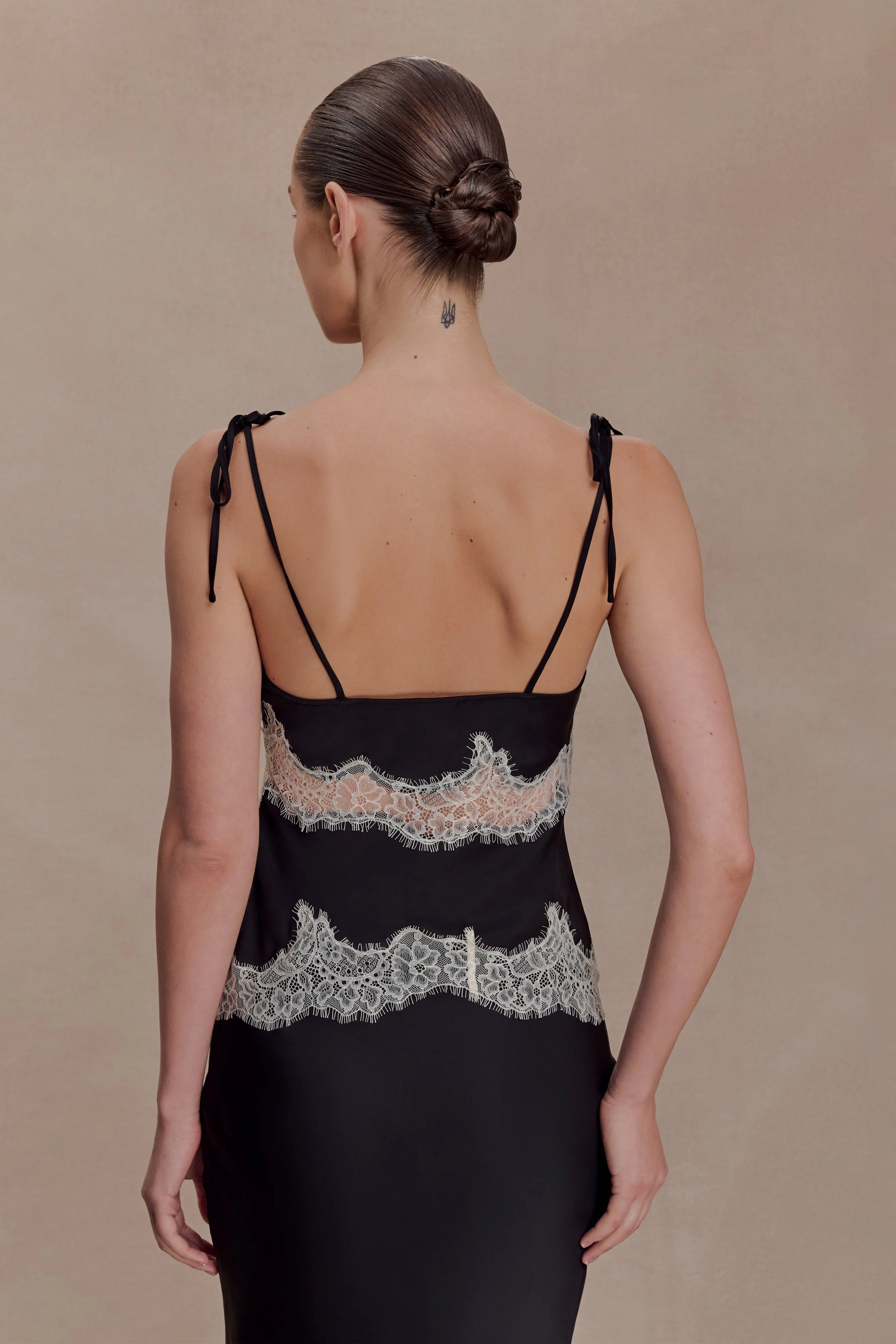 Nina Satin And Lace Camisole Black Ivory