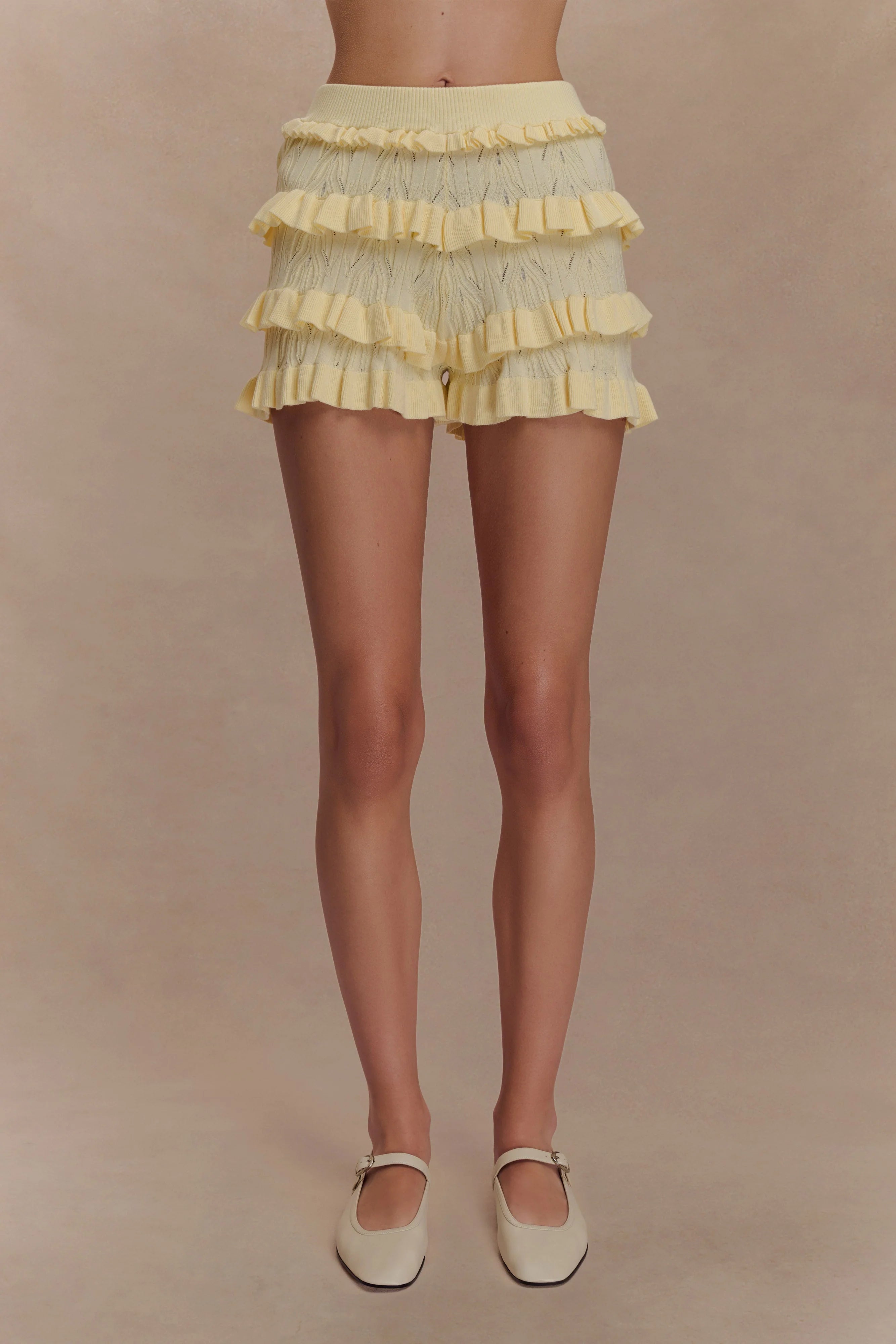 Amy Pointelle Knit Frill Bloomers Lemon