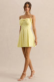 Elina Lemon Square Neck Mini Dress With Bow Detail