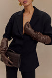 Jasper Faux Leather Elbow Length Gloves Dark Chocolate