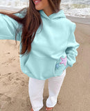 Women Cute Hoodies Oversized Y2k Star Patch Fleece Sweatshirt Pastel Hoodie for Teen Girls
