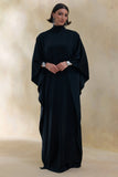Lumisette Black Satin High Neck Maxi Dress With Cape