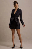 Prized Black Tailored Blazer Mini Dress With Bow