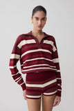 Philly Stripe Long Sleeve Knit Jumper Burgundy Cream