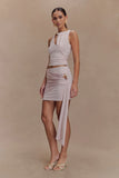 Alicent Slinky Beaded Mini Skirt Pale Pink