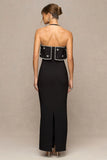 Illiana Black Bandeau Hand Embellished Maxi Dress