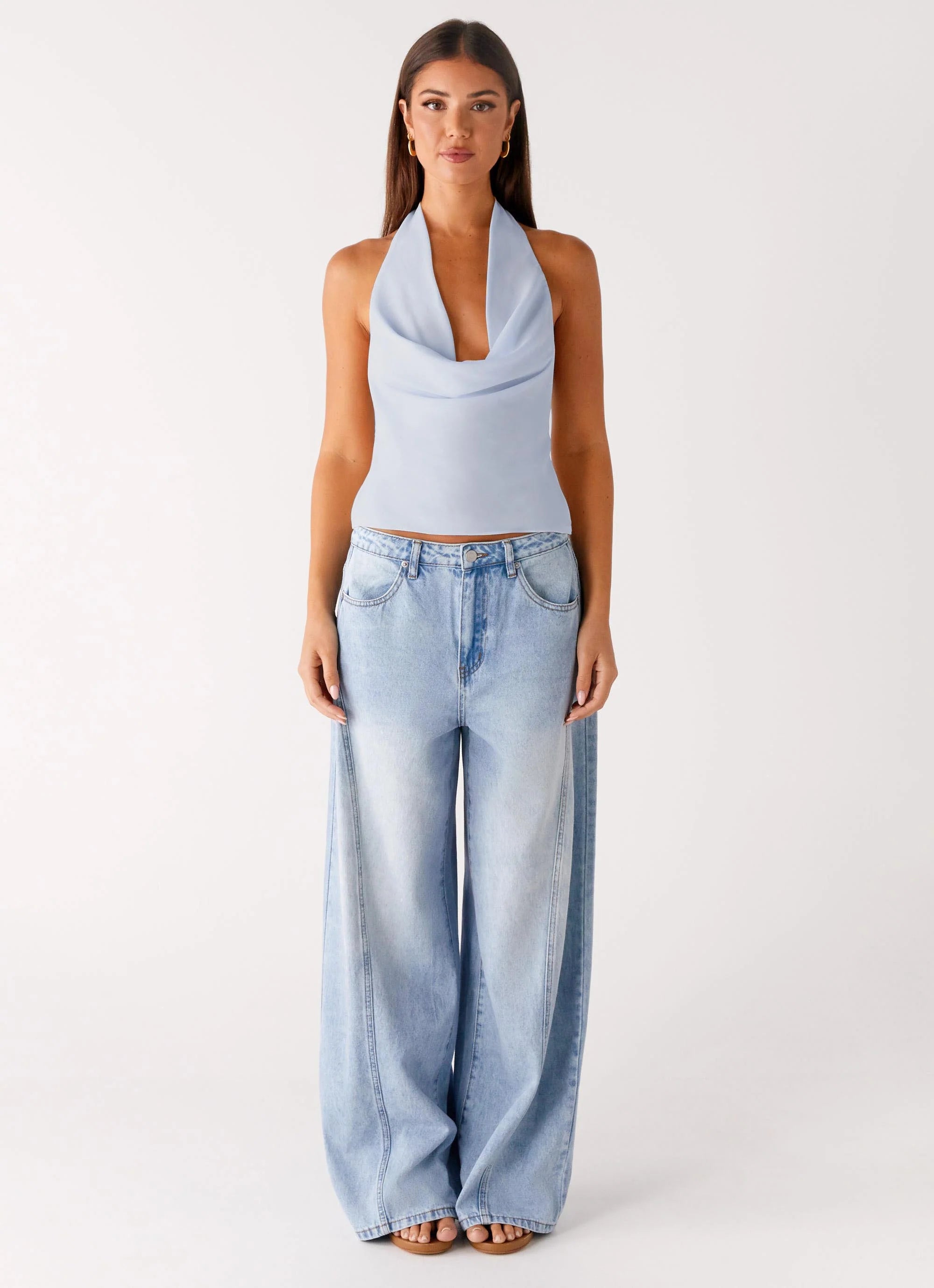 Charli Cowl Top Blue