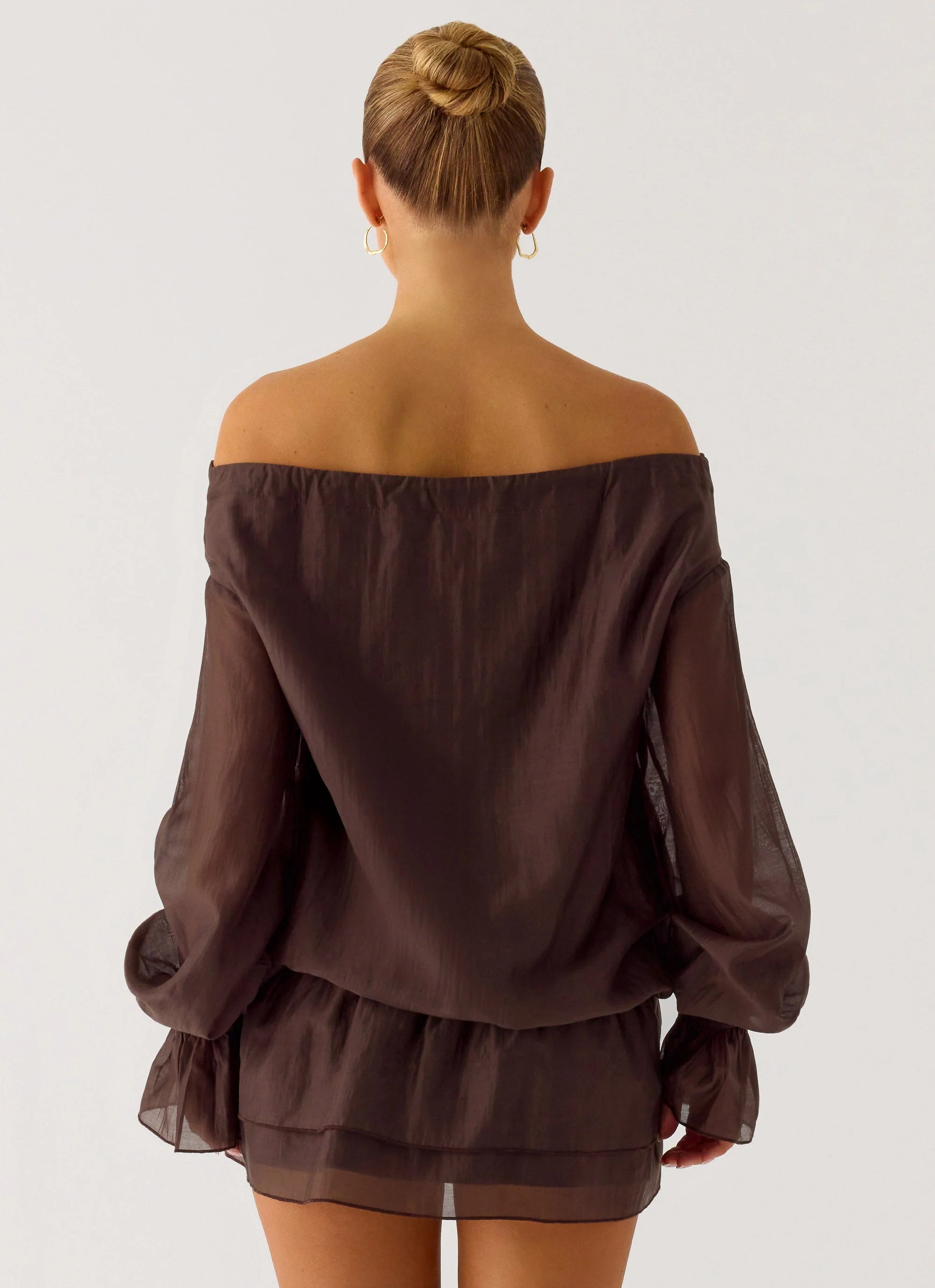 Elris Drop Waist Mini Dress Cool Chocolate