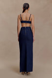 Maylena High Rise Denim Maxi Skirt Indigo Blue
