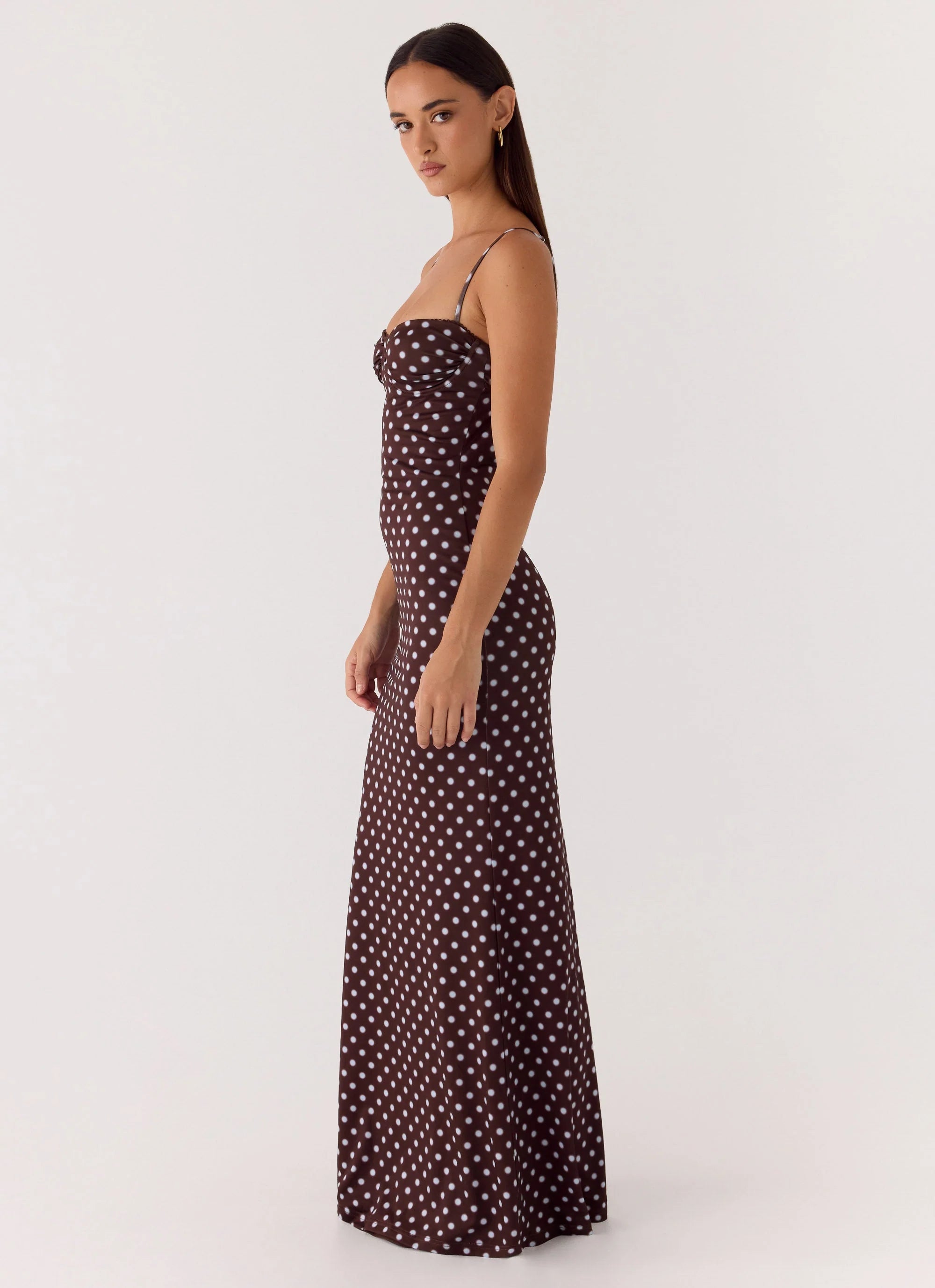 Vamonos Maxi Dress Chocolate Blue Dot