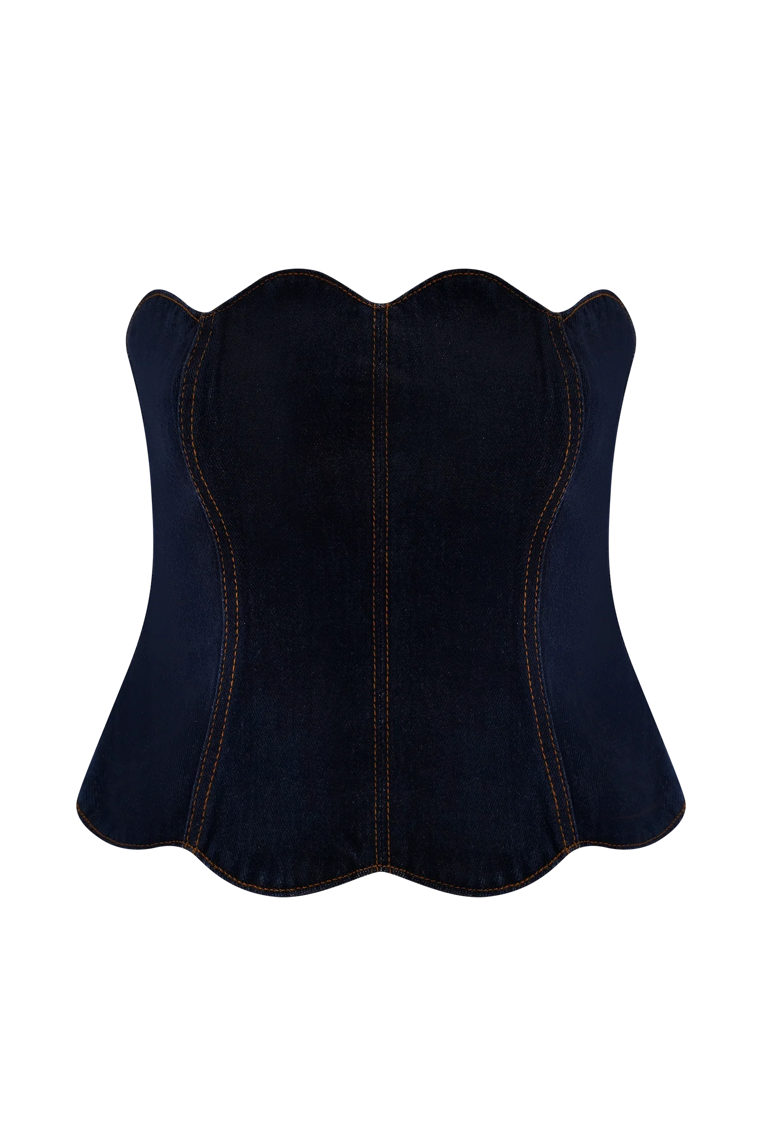Oakley Strapless Scallop Denim Top Indigo Blue