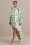 Delphia Green Floral Print High Neck Maxi Dress