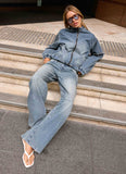 Waylon Denim Bomber Jacket Mid Wash Blue