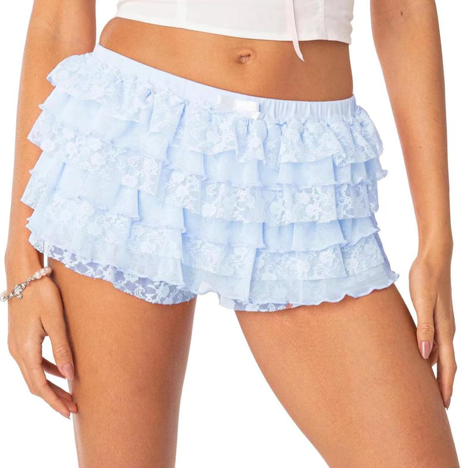Women Ruffle Shorts Lolita Bloomers Y2k Fairy Lace Layered Pumpkin Pants Sweet Cute Panties